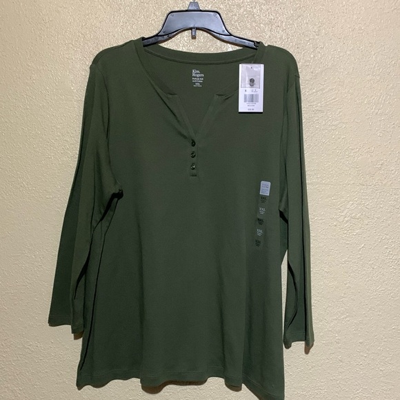 Kimn Rogers Tops - Kim Rogers Top Tee XXL Olive Green Stretchy 3/4 Sleeve Soft  Cotton NWT